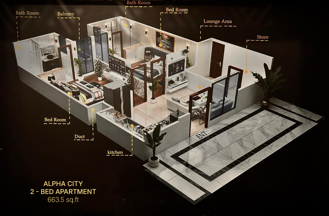Alpha Tower 2 Bed Apartment Main View