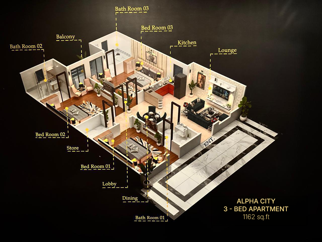 Alpha Tower 3 Bed Apartment Main View